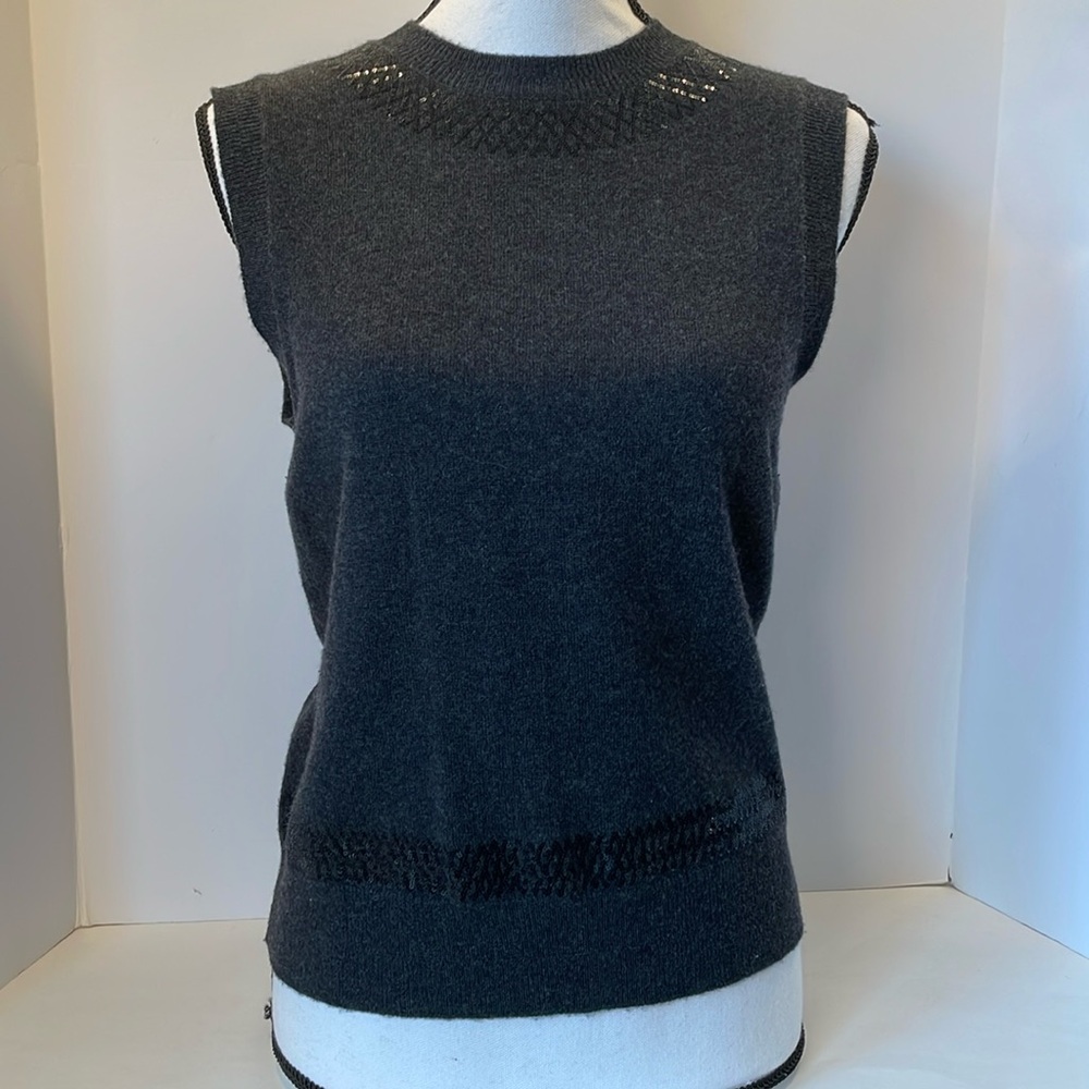 Marc Jacobs | crew neck cashmere vest in gray with black sequins